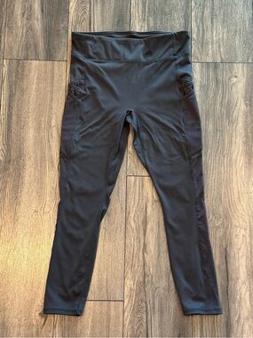 Fabletics Motion365 Mesh Panel Pocket Leggings Gray Size L